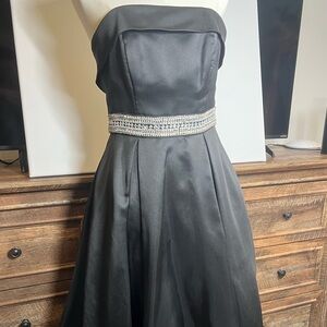 B Darlin Black Prom Gown with Glittering Silver Accent